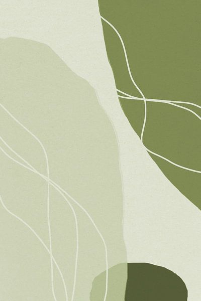 Modern abstract minimalist  shapes in sage green gray and white IV by Dina Dankers