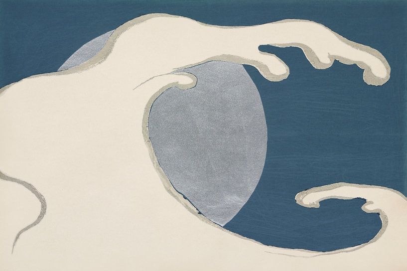 Waves and sun by Kamisaka Sekka. Japanese art. by Dina Dankers