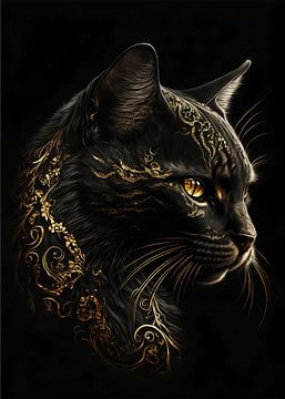 Kat zwart en goud van Steven Kingsbury