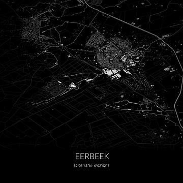 Black and white map of Eerbeek, Gelderland. by Rezona