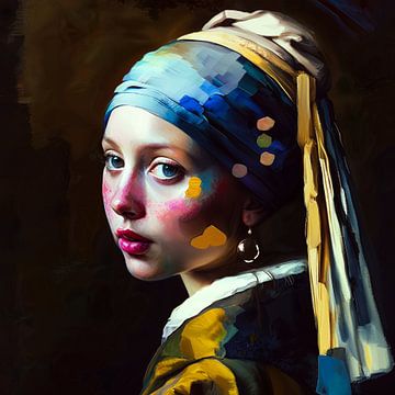 Modern meisje met de parel van Vermeer van Vlindertuin-Art