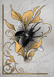 Zwart pantser - botanische kever art van Charmed Stuff