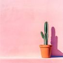 Kaktus vor pinker Wand von Poster Art Shop Miniaturansicht