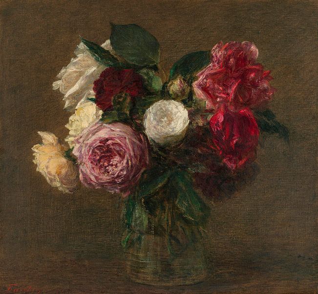 Rosen in einer Vase, Henri Fantin-Latour von Meisterhafte Meister