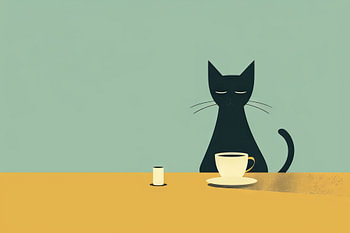 Koffiepauze met een kat
