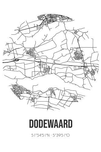 Dodewaard (Gelderland) | Landkaart | Zwart-wit