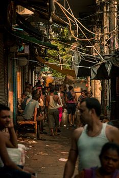 The sidewalk in Old Delhi