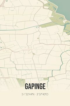 Vieille carte de Gapinge (Zélande) sur Rezona