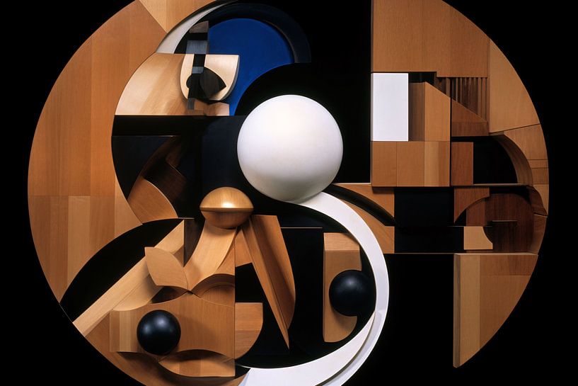 Houten bol op wit - Minimalistisch houtsnijwerk van Art & Soul Creations