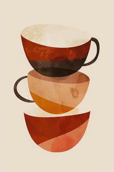 Abstracte koffiekopjes van Poster Art Shop
