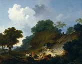 Landschap met herders en kudde herders, Jean-Honoré Fragonard van Meesterlijcke Meesters thumbnail