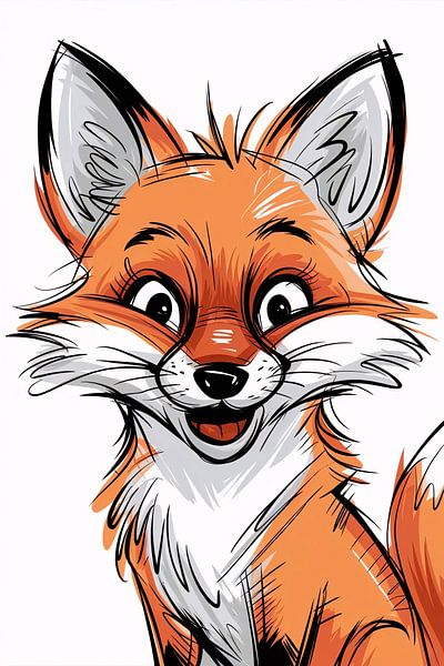 Playful illustration of happy fox by Art & Soul Creations