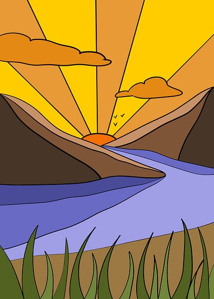 Sunrise Over The Valley Nature by Art Kingdom