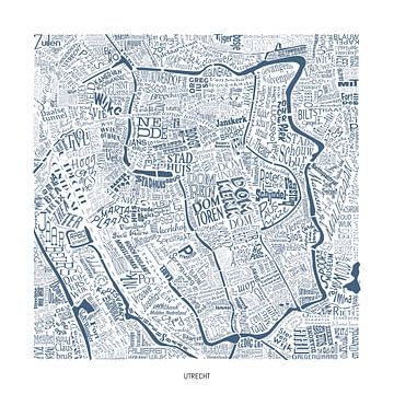Utrecht map in street names, unique work! by Vol van Kleur