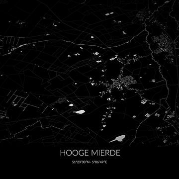 Schwarz-weiße Karte von Hooge Mierde, Nordbrabant. von Rezona