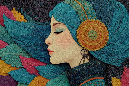 vrouw met bloemen print