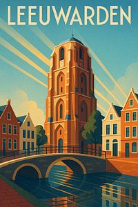 Leeuwarden Poster - Retro Niederlande Wandtattoo