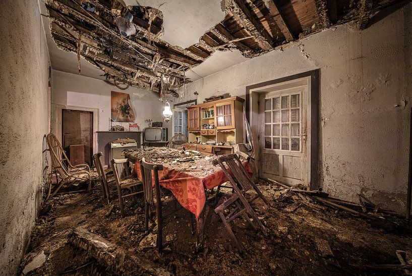 The dilapidated dining room by Inge van den Brande