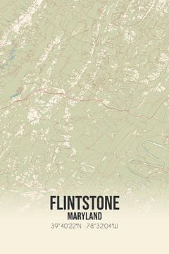 Vintage landkaart van Flintstone (Maryland), USA. van MijnStadsPoster