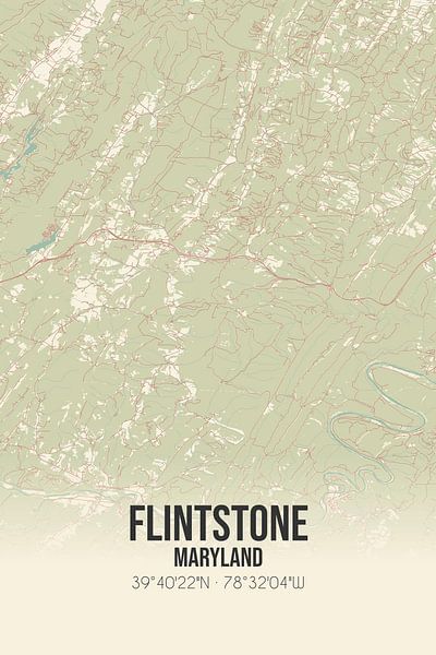 Vintage map of Flintstone (Maryland), USA. by Prints of Place