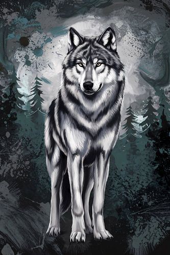 Loup réaliste dans la forêt