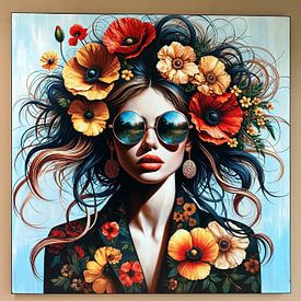 Klantfoto: She loves flowers I van Art Studio RNLD, als artframe