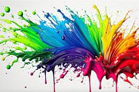 éclaboussures de couleurs arc-en-ciel, peinture sur fond blanc