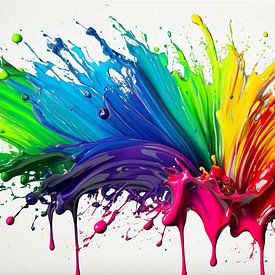 Spritzer aus Regenbogenfarben auf weißem Hintergrund von ChrisWillemsen