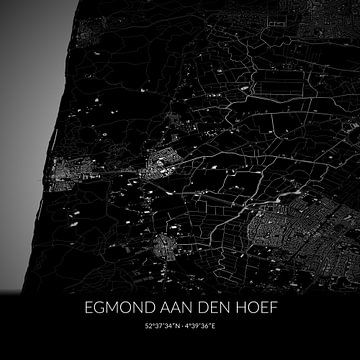Black-and-white map of Egmond aan den Hoef, North Holland. by Rezona