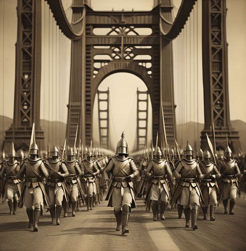 Legion römischer Soldaten auf der Golden Gate Bridge