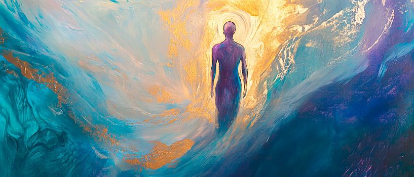 Menselijk silhouet in een zee van kleur van Poster Art Shop