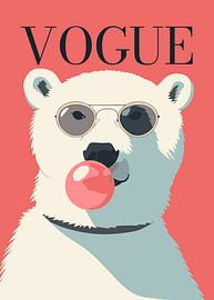 Stylish wearing sunglasses blowing pink bubble gum vogue poster by Cross