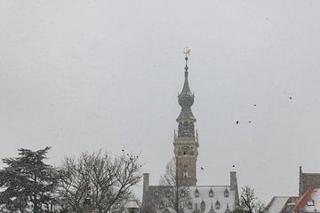 Stadhuis van Veere in de sneeuw