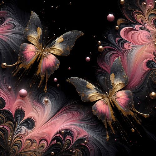 Schmetterlinge im Weltraum: Ein Spiel aus Schwarz, Gold und Rosé