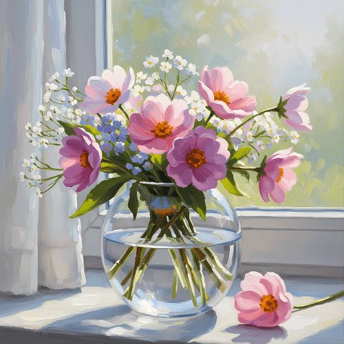 Bouquet printanier près de la fenêtre