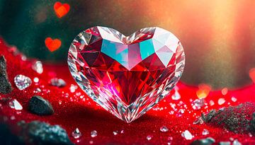 Diamanten Herz in Rot Hintergrund von Mustafa Kurnaz