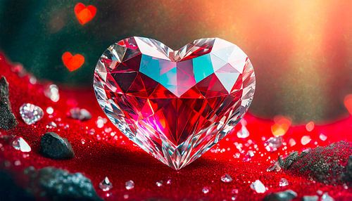 Diamanten Herz in Rot Hintergrund