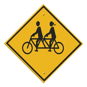 Road sign. Couple on a tandem. Man/woman by Grüntyers .