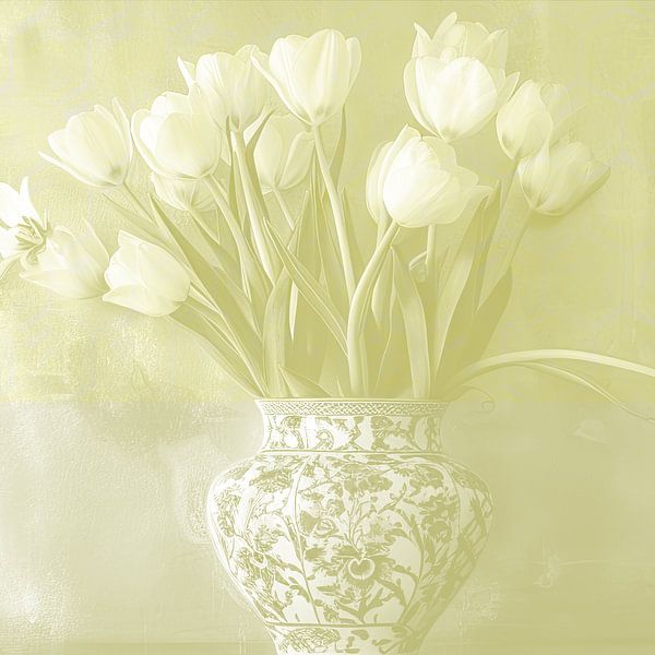 Tulips in vase still life by Vlindertuin-Art