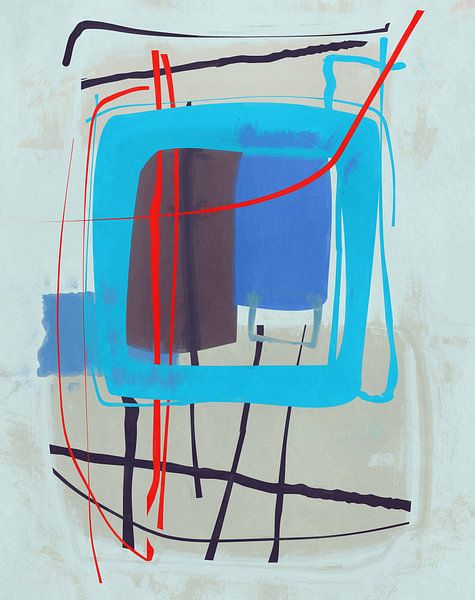 Abstract Blauw Rood van Georgia Chagas