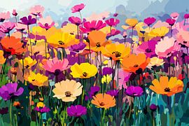 Champ de fleurs colorées dans la nature sur Art & Soul Creations