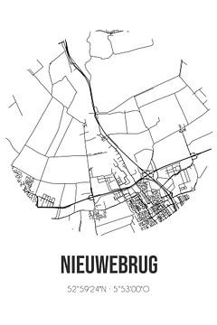 Nieuwebrug (Fryslan) | Karte | Schwarz und weiß von Rezona