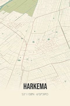 Vintage landkaart van Harkema (Fryslan) van Rezona