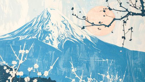 Paysage de montagne zen : interprétation moderne du mont Fuji