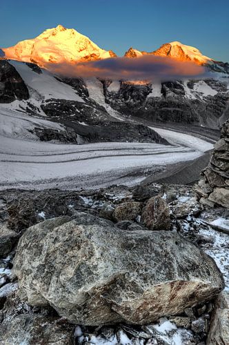 Bernina mountaintops in the Sun