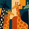 Vier Giraffen in Farbgeometrie von Sabine Wagner