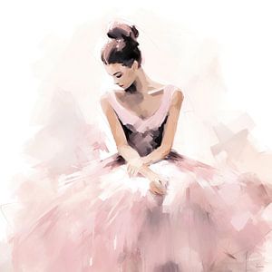 Zittende ballerina in roze van Lauri Creates