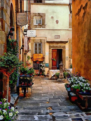Floral Courtyard Cortona Tuscany by Dorothy Berry-Lound