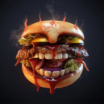 Hamburger avec une bouchée sur Captain Chaos