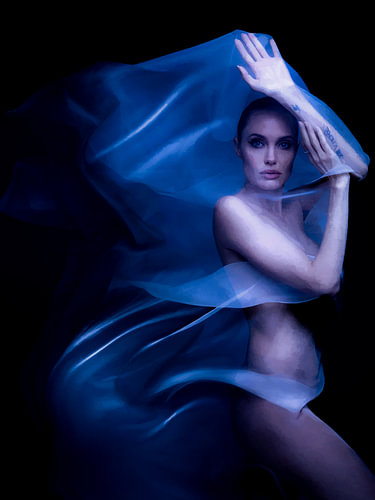 Angelina Jolie Künstlerischer Akt Digitales Kunstporträt